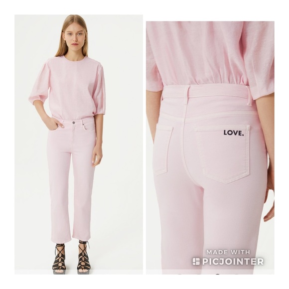 REBECCA MINKOFF Dominica high rise straight jeans pale pink LOVE - Picture 3 of 16